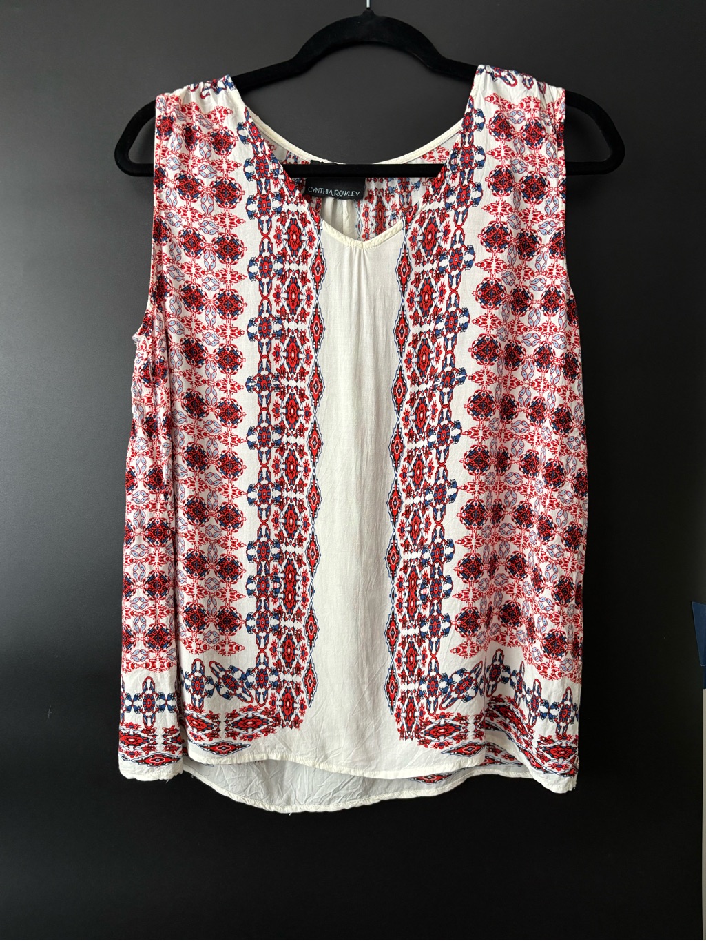Cynthia Rowley Boho Tank Paisley Geometric Medallion Print Sleeveless Top Size M